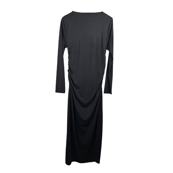 J.Crew Long-sleeve dress in jersey crepe black ruched minimalist black sz L - Picture 3 of 8